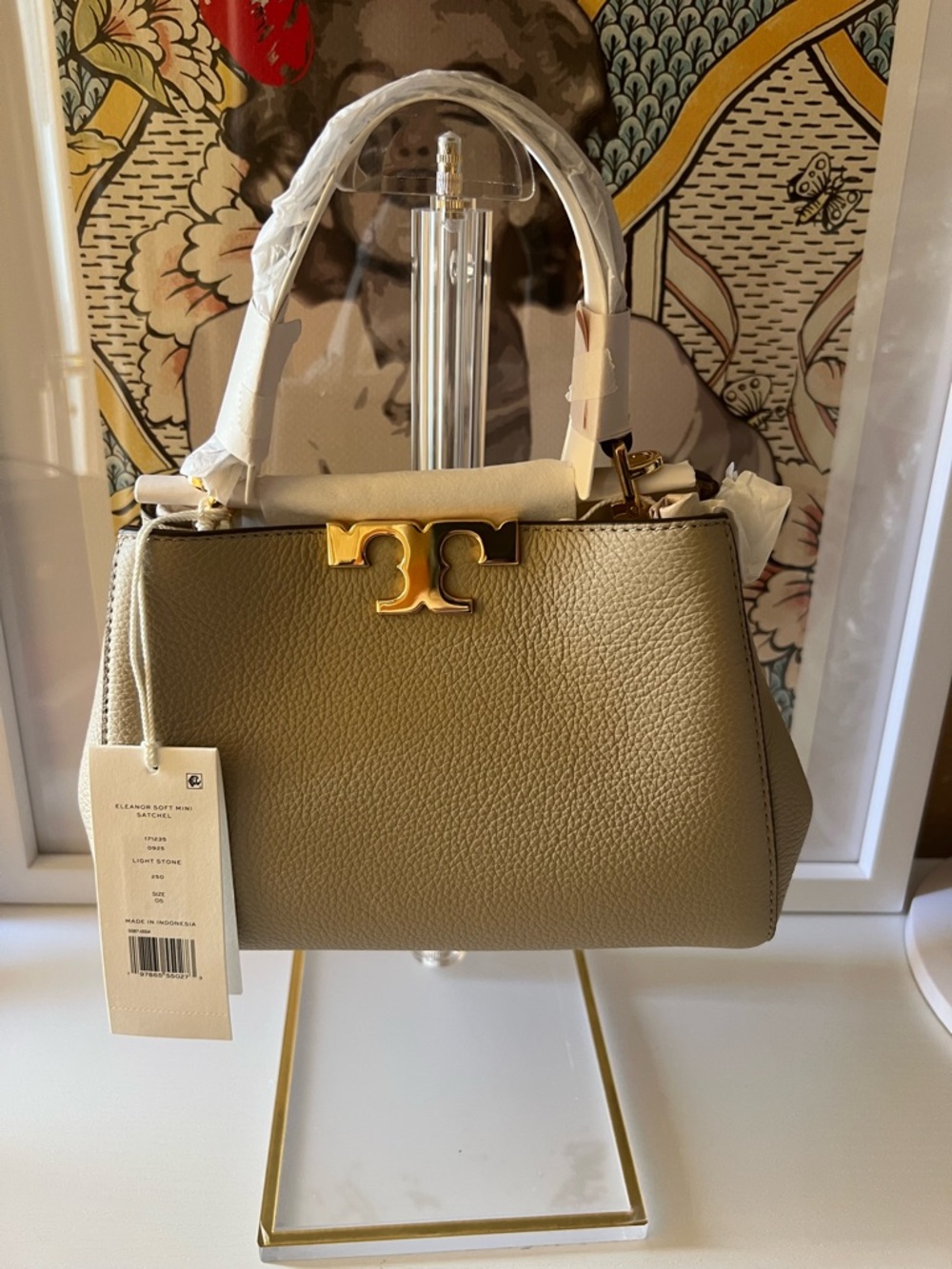TORY BURCH Eleanor Soft Leather Mini Satchel - Light Stone